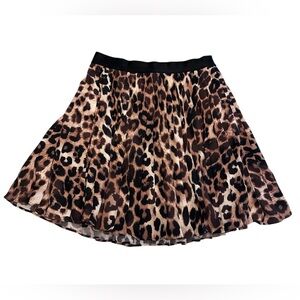 Express Animal Print Fully Lined Pleated Skirt XS
